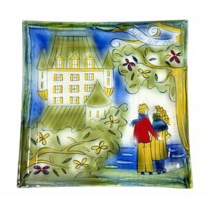 Hand-Painted Fused Glass Plate - Isabelle Malo Château Frontenac Quebec City Art